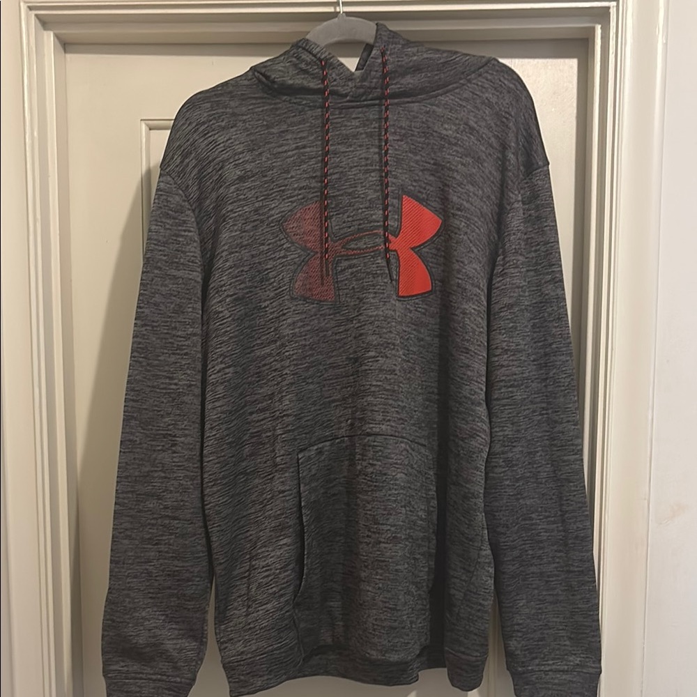 Under Armour Charcoal Hoodie with Red Emblem